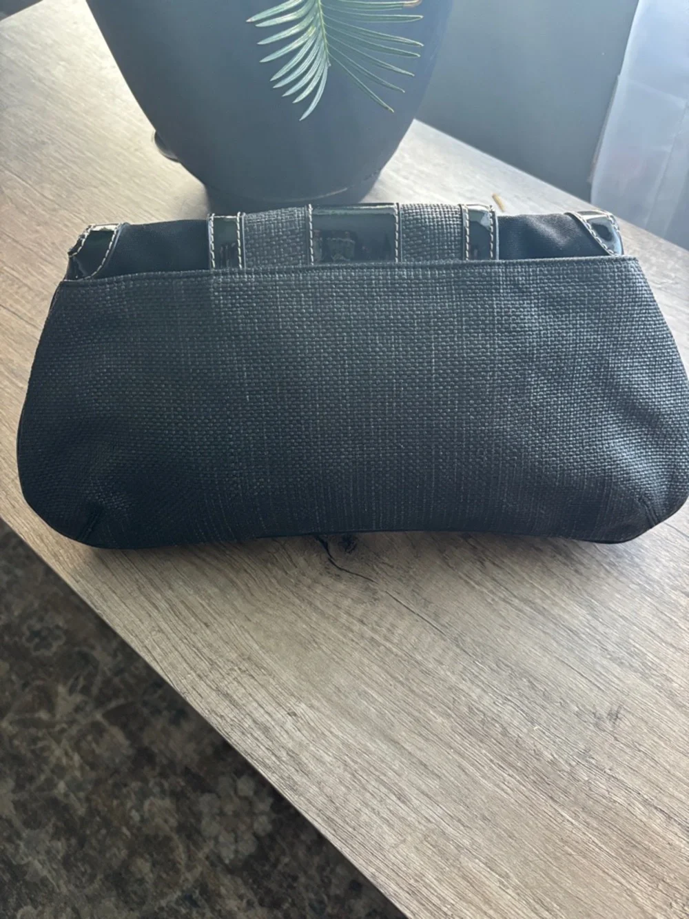 White House Black Market Black Clutch with Patent Trim - Picture 3 of 6